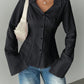 Women's Striped All-matching Casual Bell Sleeve Polo Collar Top