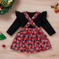 Vêtements de Noël pour bébé fille, t-shirts imprimés, jupes à carreaux