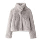 Manteau en fourrure de cuir simple et tendance pour femme