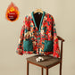 Veste à imprimé floral ethnique, manteau en coton épais doublé polaire, grande taille, vêtements pour femmes