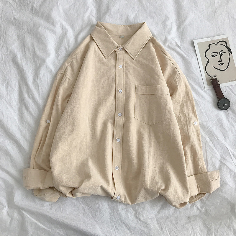 Fashionable Loose Plus Fat Plus Size White Handsome Shirt