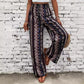 Bohemian Print Loose-fitting Wide-leg Trousers