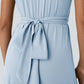 Solid Color Overlapping V-neck Short Sleeve Side Pocket Lace-up Quick-drying Mid-length Casual Dress