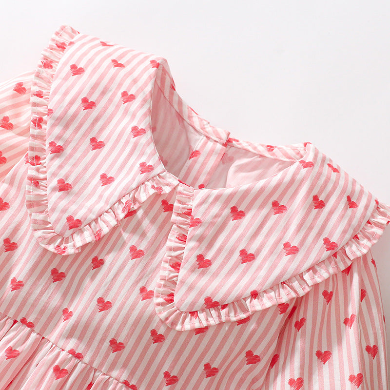 Robe à manches longues en coton pour enfants, imprimée