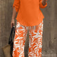 Ladies V-neck Shirt Tropical Plants Printed Pants Suit