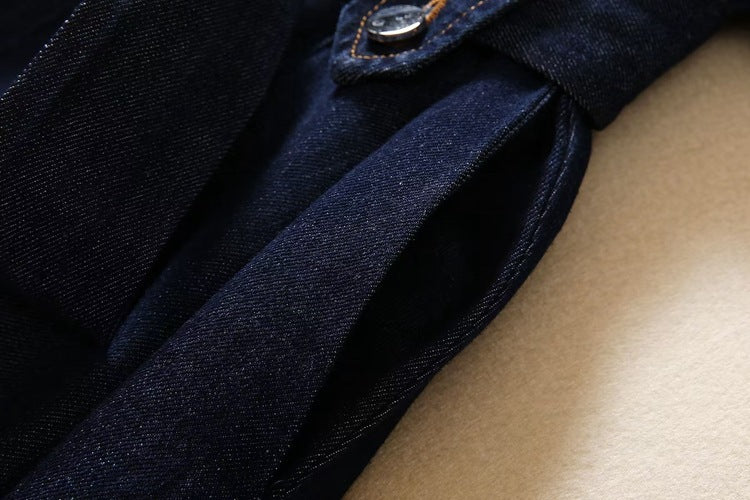 Robe en jean à revers, simple boutonnage, manches courtes, dégradé de couleurs, tendance, taille ajustée