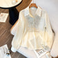 Shirt Sequined Long Sleeve White Women