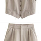 Women's Waistcoat Vest Linen Blended Casual Shorts Suit Women