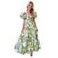 Women's Versatile Casual Waist-tied Puff-sleeve Flare Dress