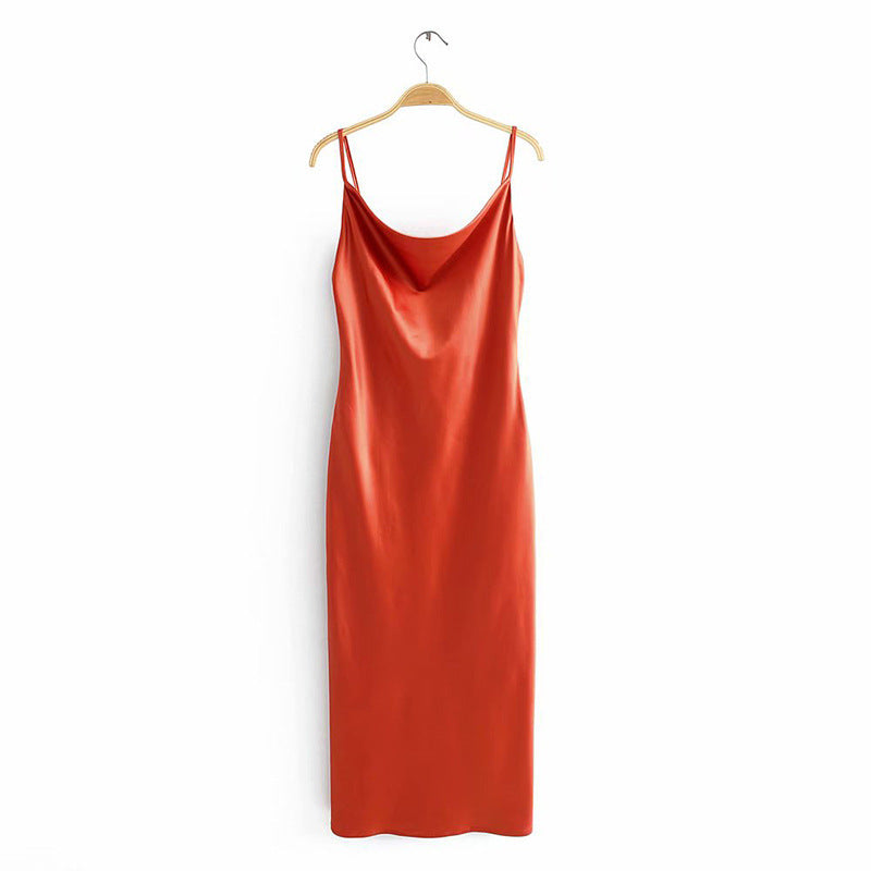 High-waisted Slimming Short-sleeved Design Mid-length Strappy Dress