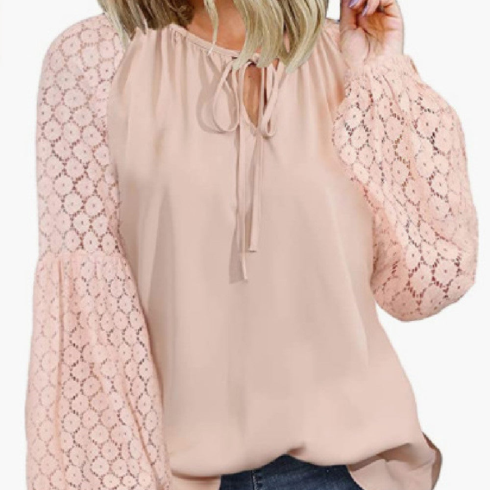 Lace Stitching Lace Loose T-shirt