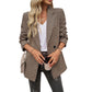 Lady Temperamental Commuter Contrast Color Lapels Button Suit Jacket