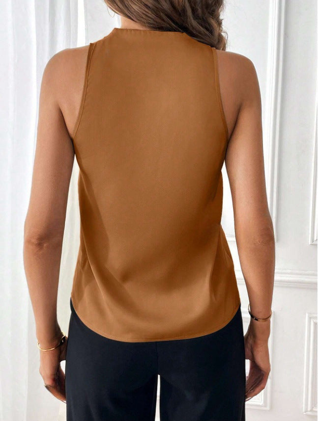 Women's Fashion Satin Loose Solid Color Vest
