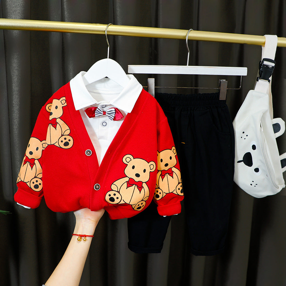 Costume garçon simple et tendance à imprimé ours
