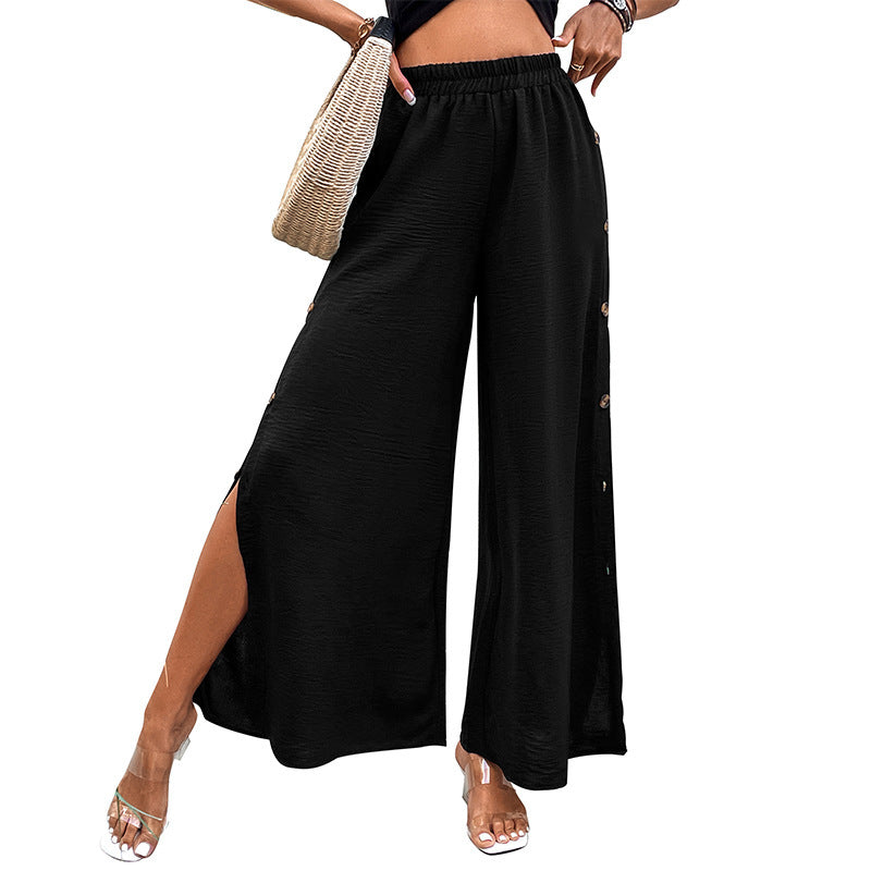 Pantalon large taille haute tendance pour femme