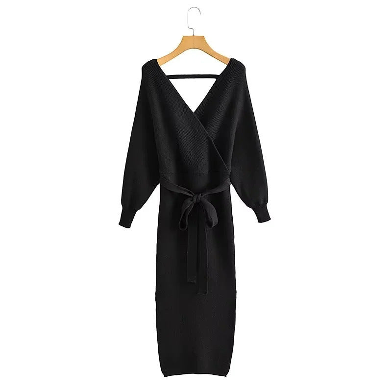Women's Fashion Series Belt Waist Slit Dress