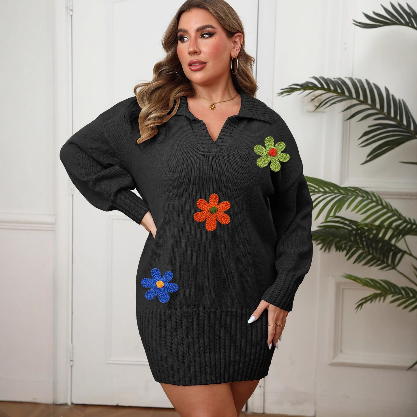 Wool Embroidery Flower Stitching Woolen Skirt