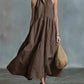 Casual Loose Linen Button-Down Vest Dress