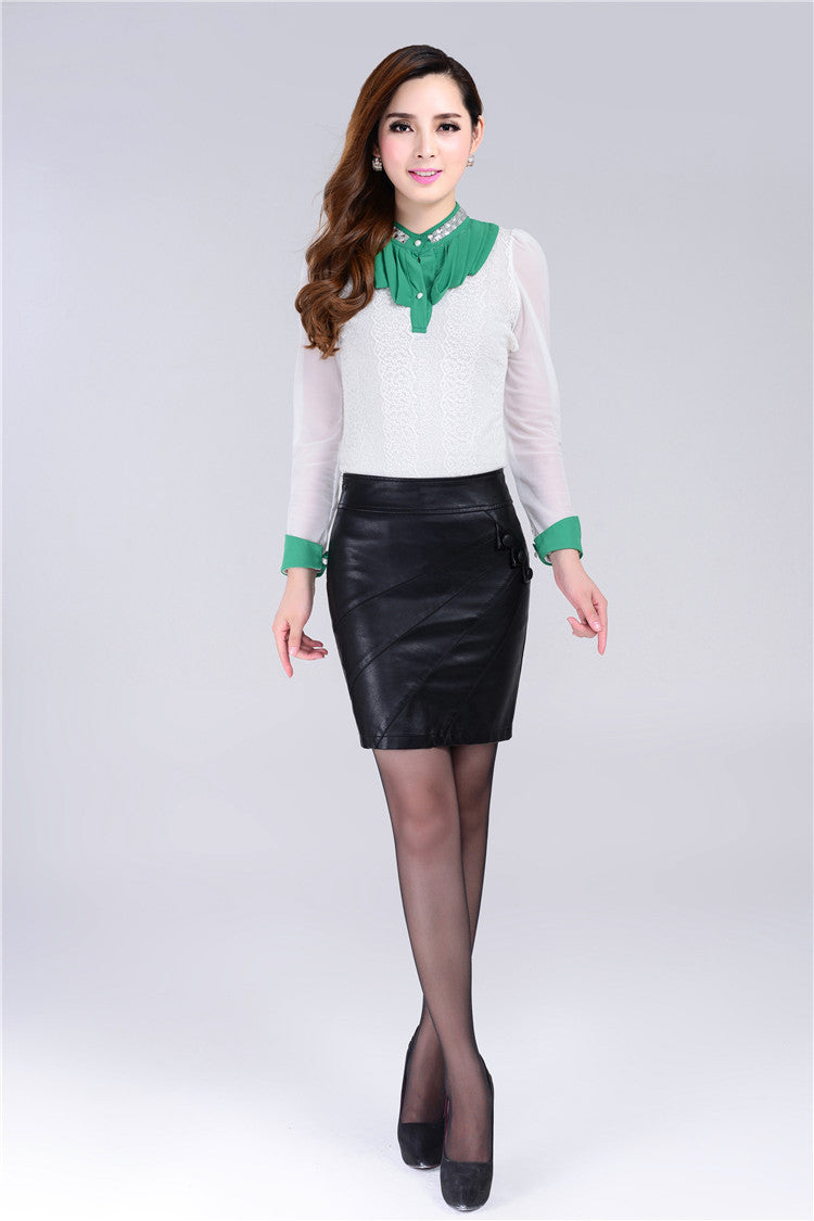 Fashion Slim High Waist PU Leather Skirt