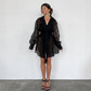 Black Mesh Cardigan-laced Nightgown Sexy And Sheer