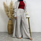 Fashion Printed Satin Full Button Long Cardigan And Pocket Pants Set
