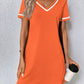 Women's Dress Black V-neck Casual Short Sleeve Dress