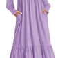Women's Smocking Long Sleeve Round Neck Mid-length Dress