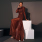 Long Sleeve Round Neck Slim Long Sequined Banquet Dress