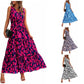 Robe imprimée à col en V et taille élastique pour femme