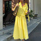 Lapel Shirt Yellow Skirt Suit Two-piece Set