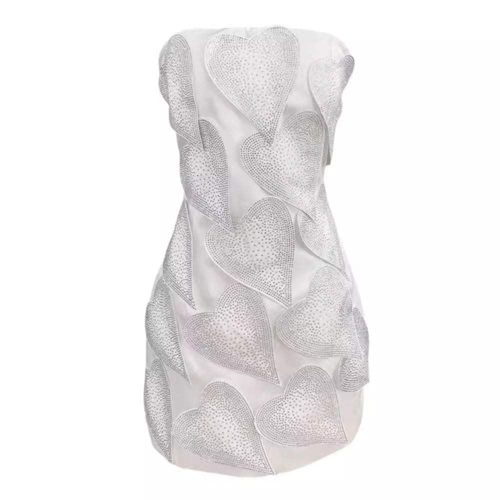 Heavy Embroidery Drilling Tube Top Slimming Dress