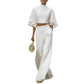 Womens Short Top And High-Waisted Casual Pants Two-Piece Set