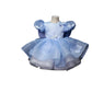 Blue For Children Short Butterfly Dress New Bubble Skirt