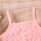 Girl Flower Strappy Bow Mesh Skirt Suit