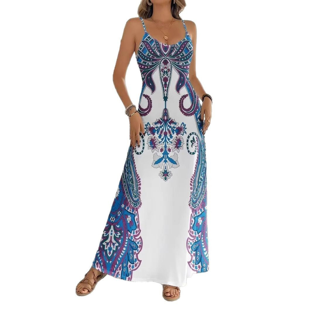 Dress V-neck Sleeveless Jumpsuit Print
