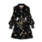 Robe en velours doré à simple boutonnage et revers