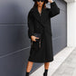 Double-breasted Suit Collar Solid Color Long Woolen Outer