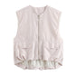 Pleated Hem Sleeveless Loose Vest