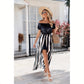 Robe short à manches courtes et épaules dénudées à motif zèbre