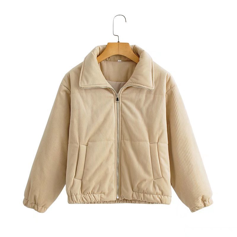 Manteau matelassé en velours côtelé et coton pour loisirs urbains et mode urbaine