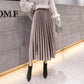 Gold velvet pleated skirt