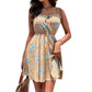 Elegant Sleeveless Dress Pullover Print Elastic Waist
