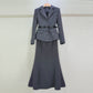 Waist-tight Suit Lapel Patchwork Fake Two Pieces Dress