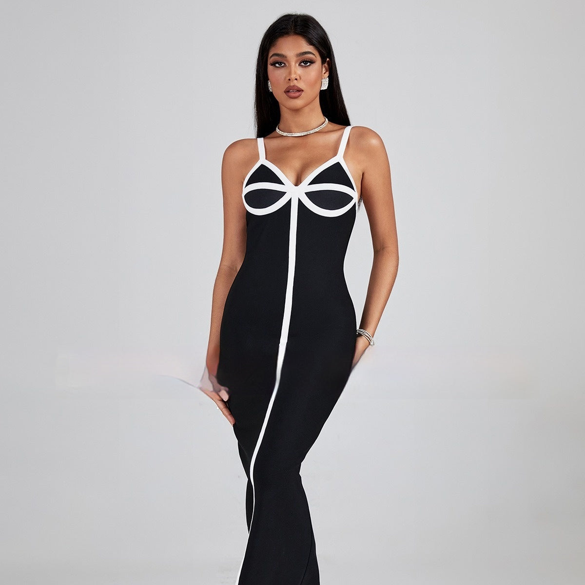 Bandage Dress Sling Stitched Backless Slim Fit Bandage