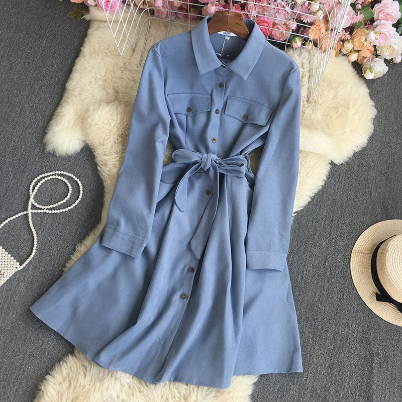 Women's Fashion Temperament Long-sleeved Shirt Dress