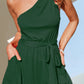 Off-the-shoulder Knot Tie Pocket Street One-piece Shorts For Women