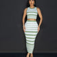 Design Striped Vest Hip Skirt Suit