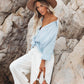 Women's Fashion Polo Collar Pocket Candy Color Shirt Top