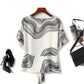 Retro Abstract Print Waist Trimming Loose Women's Short-sleeved Chiffon Shirt