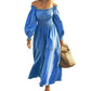 Long Sleeve High Waist Off-shoulder Denim Dress